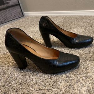 Black Dries Van Noten snake skin 3 inch heel